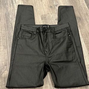 ASOS Stradivarius Black Faux Leather Jeans